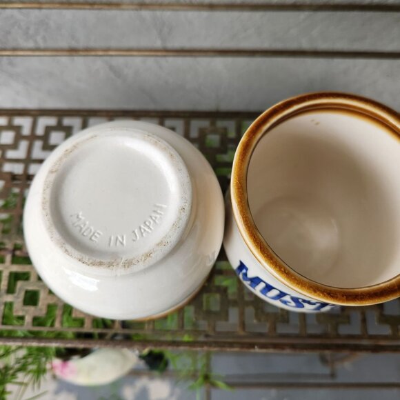 Set of 2 Vintage Relish and Mustard Jars - Made in Japan - Retro Condiment Conta - Picture 4 of 8